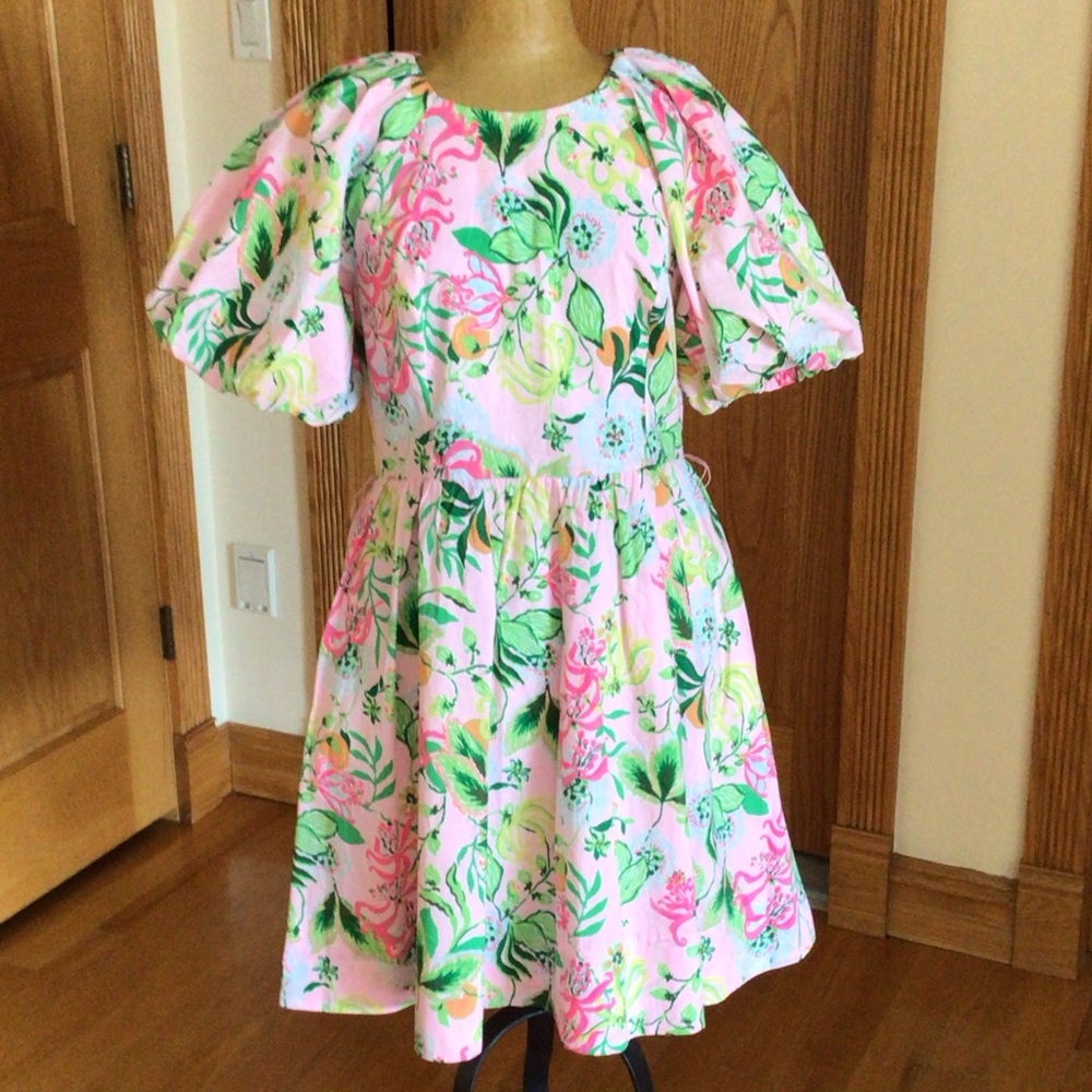 LILLY PULITZER Knoxlie Floral Puff-Sleeve Dress.
